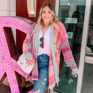 Free People Daydreamer Cardigan In Orchid Cloud Combo